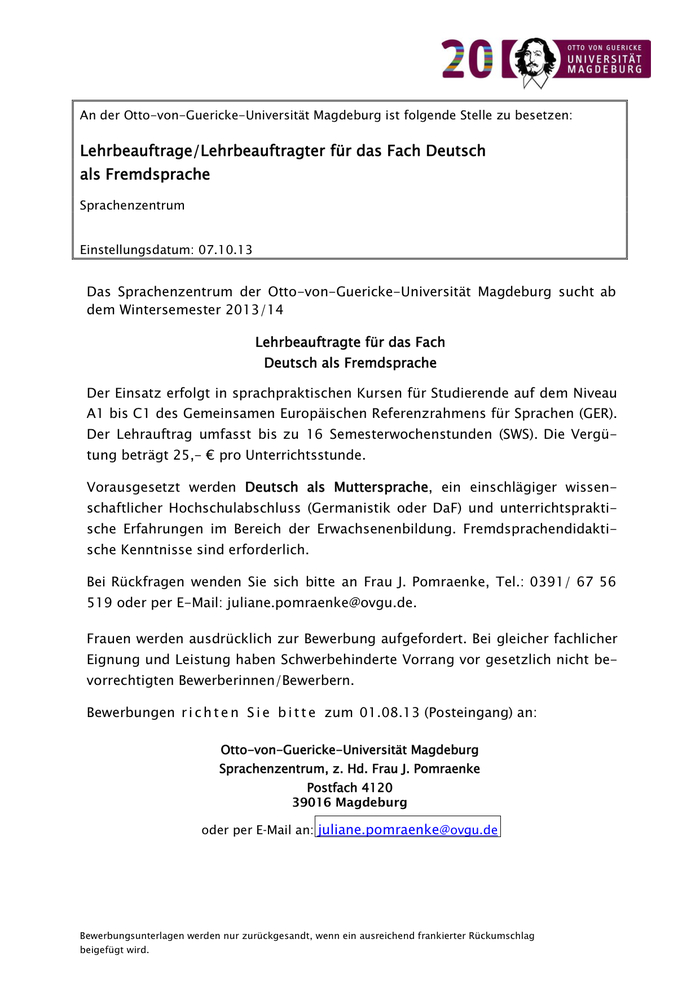 Ausschreibung WS 13/14